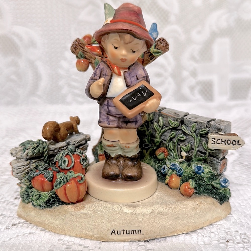 💛TM8 ‘Autumn Delights’ HummelScape and Boy Figurine ‘One Plus One’.